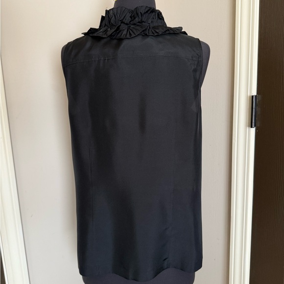 J. Crew Black Ruffled silk Sleeveless Blouse - Picture 4 of 8